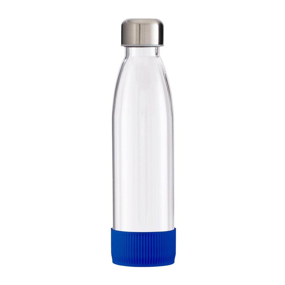 Trinkflasche GLASS - blau, silber, transparent