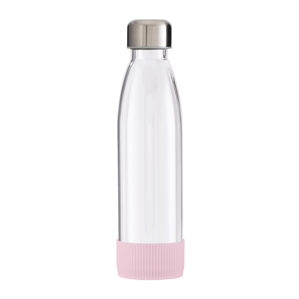 Trinkflasche GLASS - hellmagenta, rose, silber, transparent
