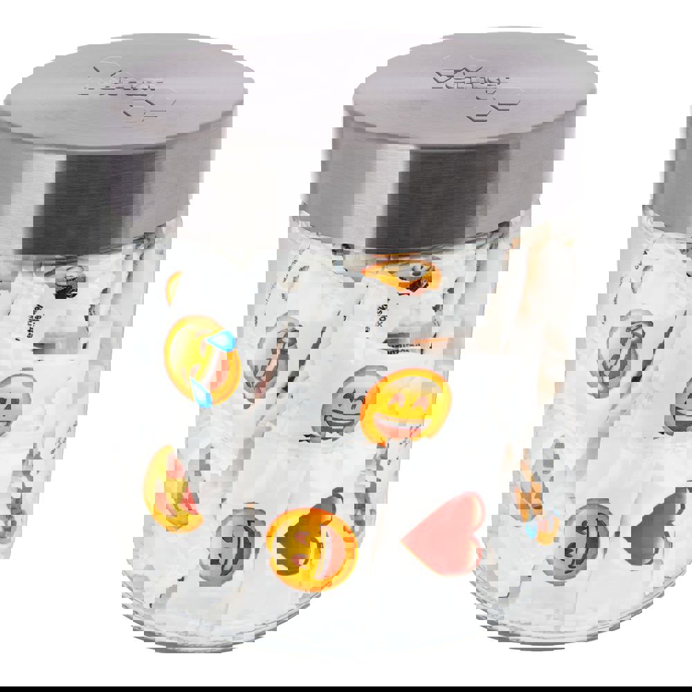 Glas 0,9 L mit Süßigkeiten, mit Prägung - Transparant