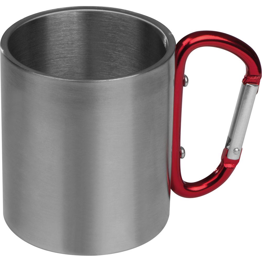 Tasse aus Metall mit Karabinerhaken, 200ml - rot