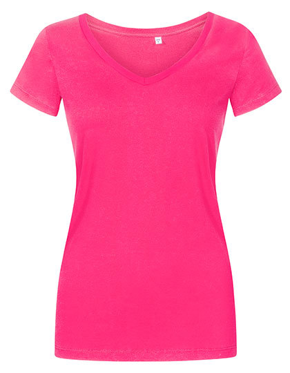 X.O by Promodoro - Women´s V-Neck T-Shirt - Bright Rose