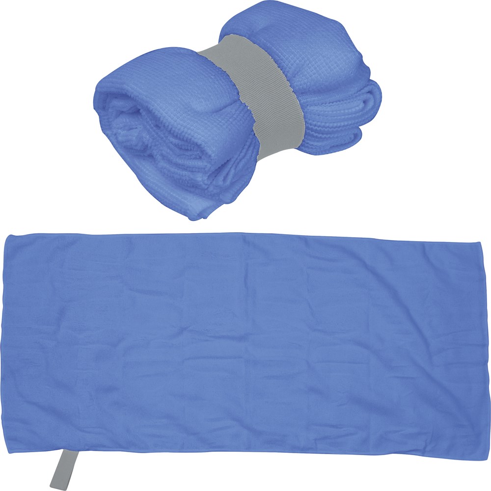 Mikrofaser Handtuch mit Gummiband - blau