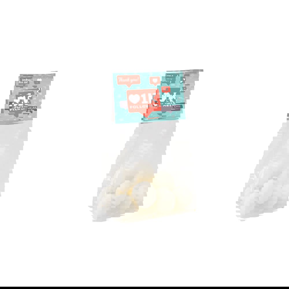 Blockbeutel mit Topkarte und 50 Gramm Süßigkeiten - Transparent/Weiß