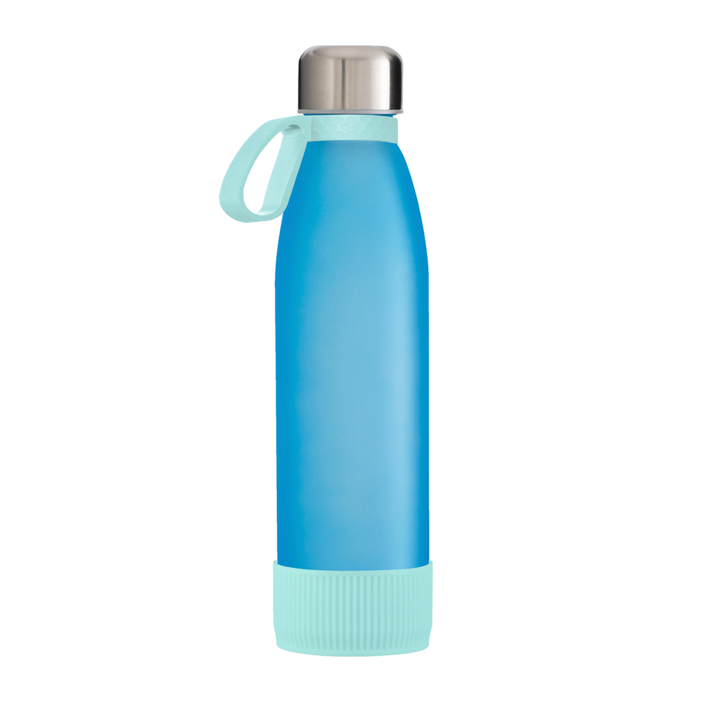 Trinkflasche GLASS - hellblau, silber, cyan