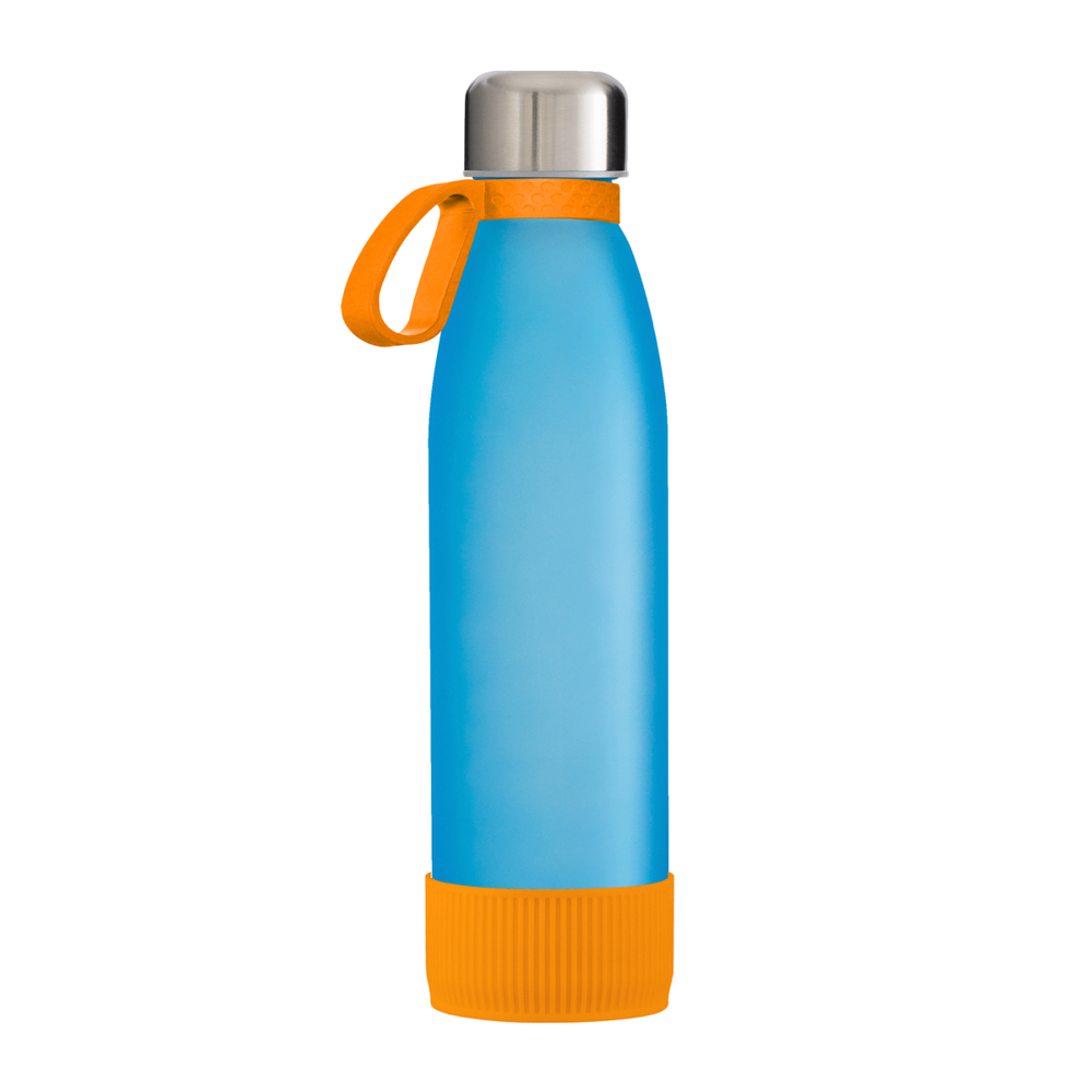 Trinkflasche GLASS - orange, silber, cyan