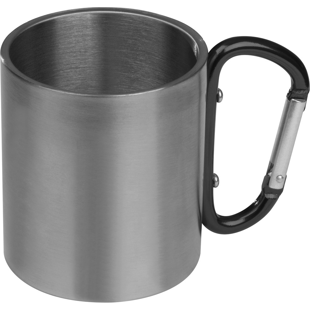 Tasse aus Metall mit Karabinerhaken, 200ml - schwarz
