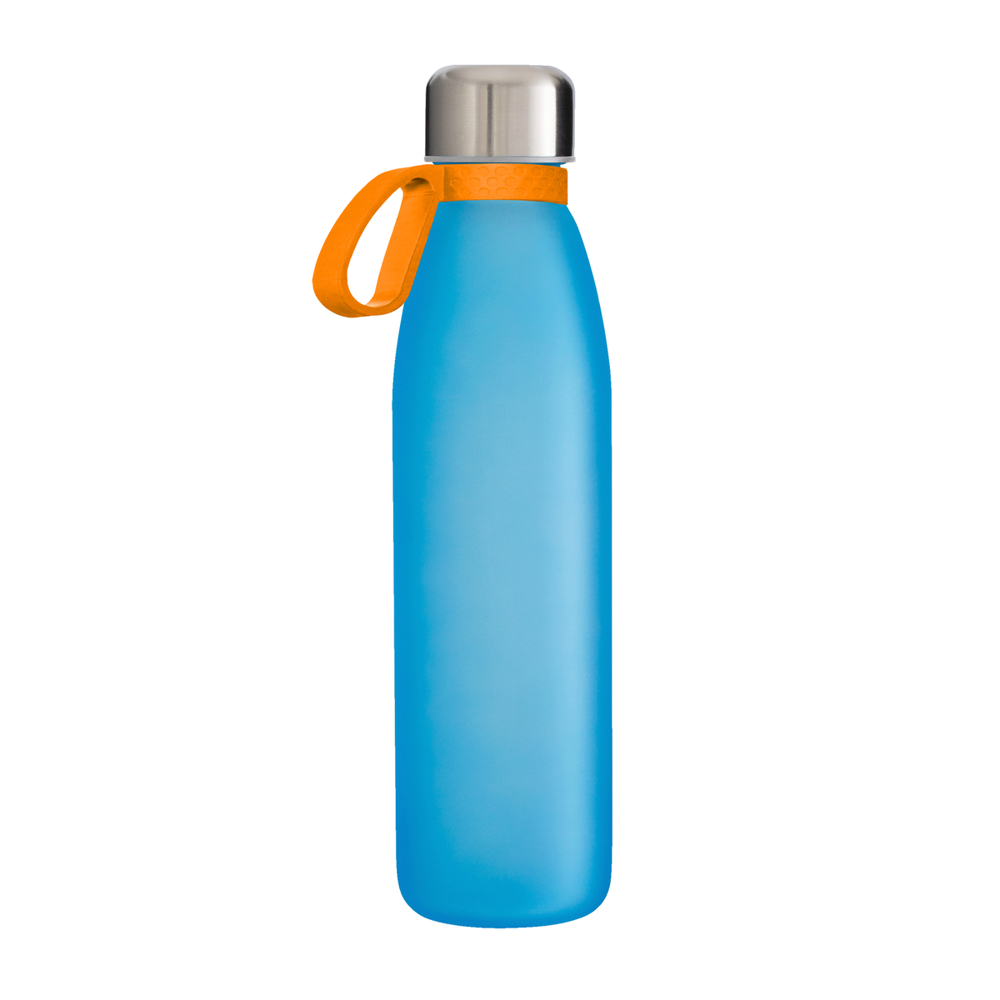 Trinkflasche GLASS - orange, silber, cyan