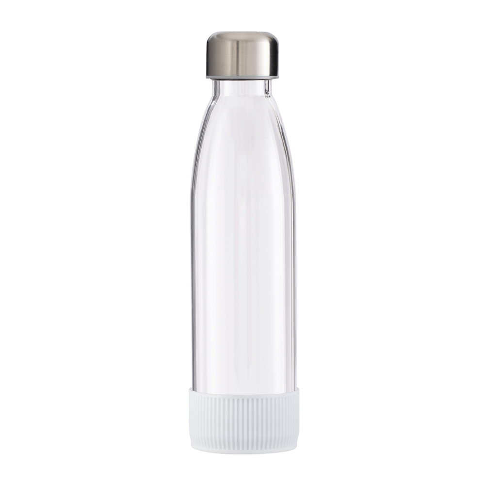 Trinkflasche GLASS - weiß, silber, transparent