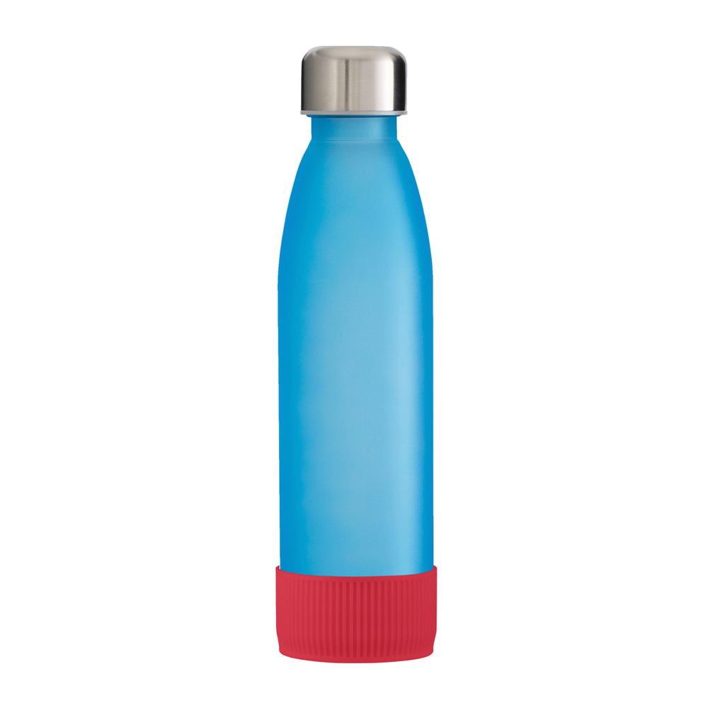 Trinkflasche GLASS - rot, silber, cyan