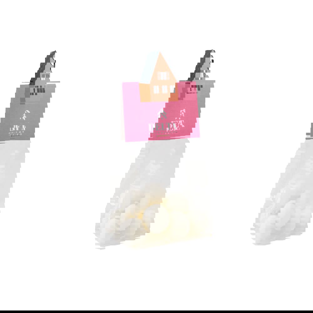 Blockbeutel mit Headerkarte in Ihrer eigenen Form und 50 Gramm Süßigkeiten - Transparent/Weiß