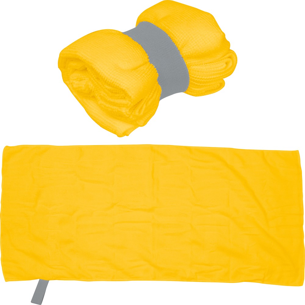 Mikrofaser Handtuch mit Gummiband - gelb