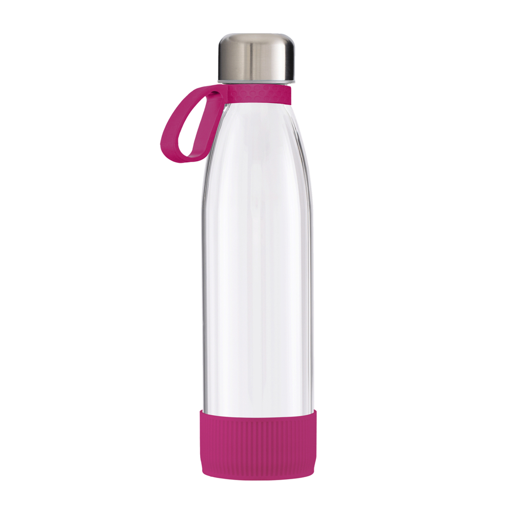 Trinkflasche GLASS - magenta, silber, transparent