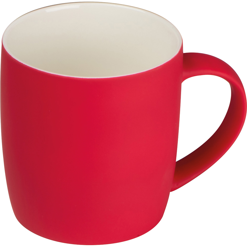 Tasse aus Porzellan, außen gummiert, 300ml - rot