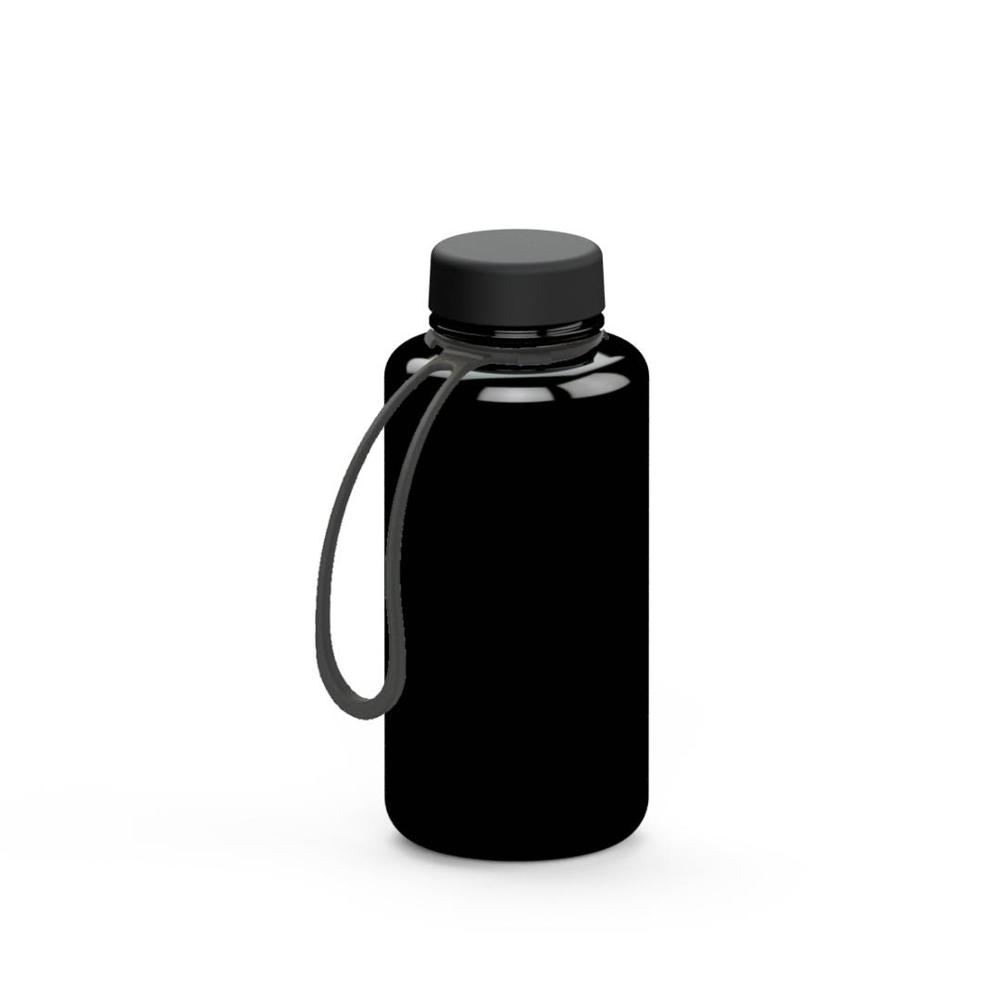 Trinkflasche "Refresh", 700 ml, inkl. Strap - schwarz/schwarz