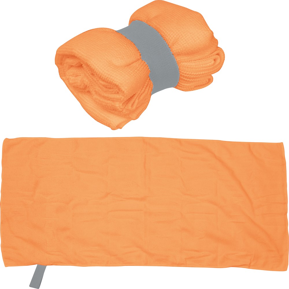 Mikrofaser Handtuch mit Gummiband - Orange