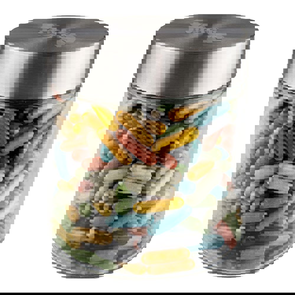 Glas 0,9 L mit Süßigkeiten, mit Prägung