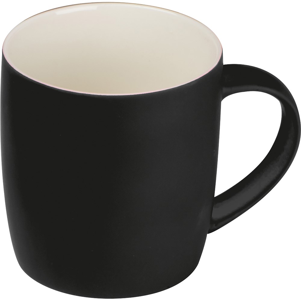 Tasse aus Porzellan, außen gummiert, 300ml - schwarz