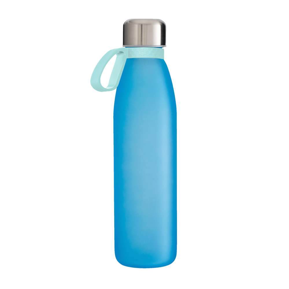 Trinkflasche GLASS - hellblau, silber, cyan