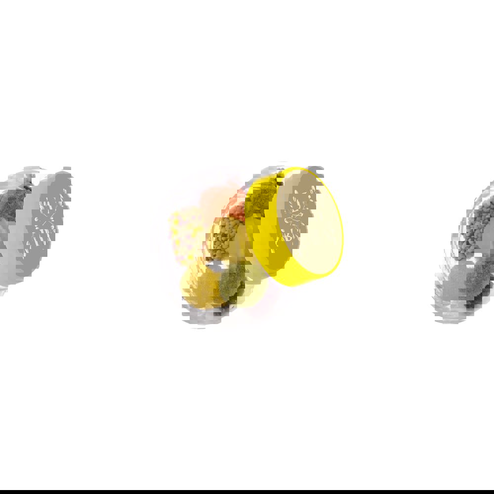 Mikro Glas 50 ml gefüllt mit Süßigkeiten - Transparent/Gelb