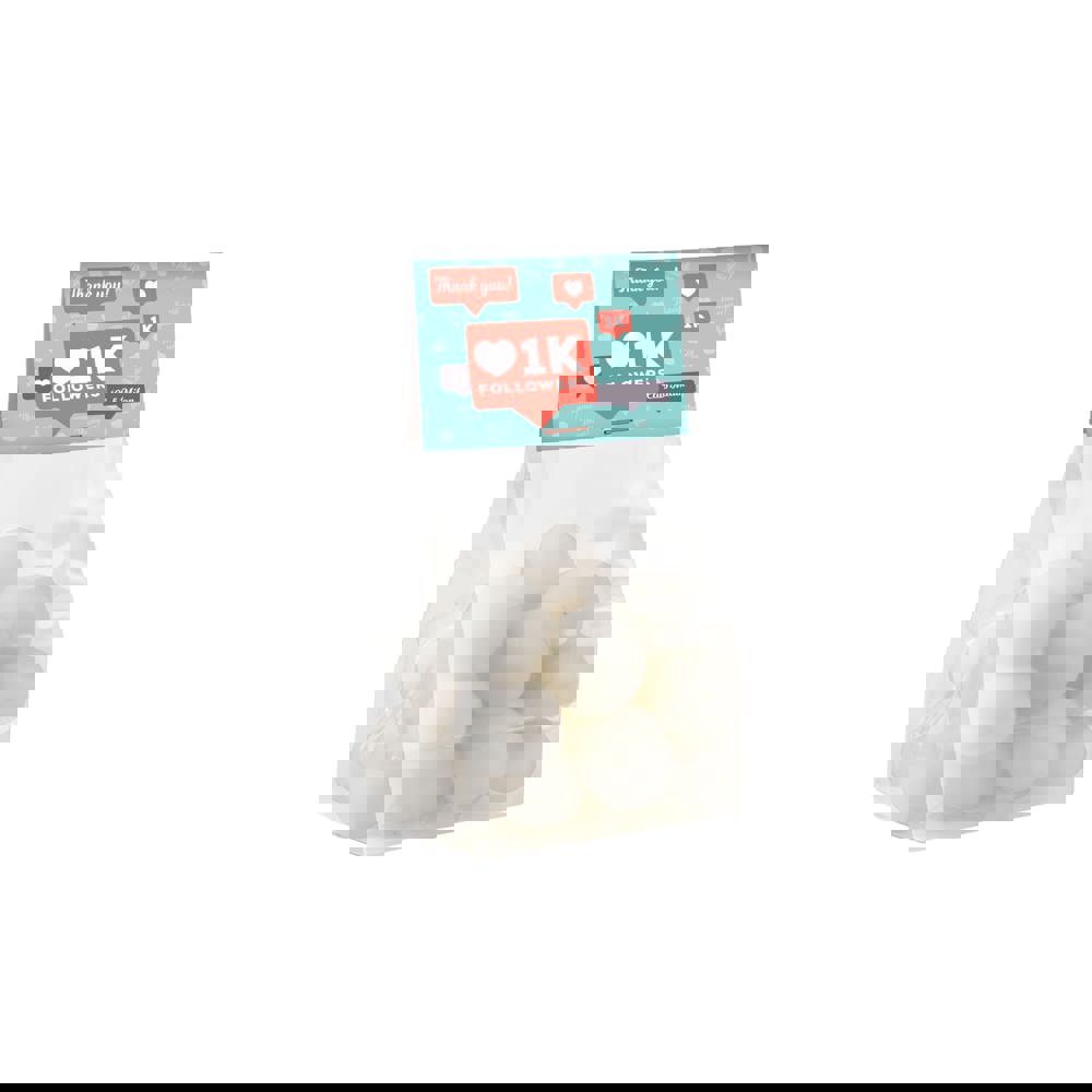 Blockbeutel mit Topkarte und 100 Gramm Süßigkeiten - Transparent/Weiß