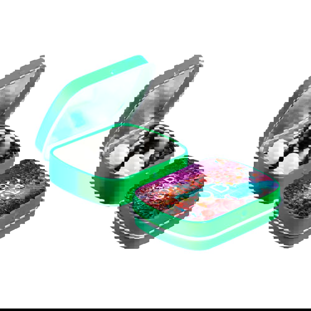 Mini Klappdeckeldose mit Süßigkeiten - grün