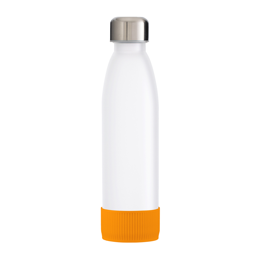 Trinkflasche GLASS - orange, silber, weiß